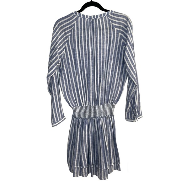 Rails Crystal Jasmine Parisian Blue Stripes Mini Dress Linen Boho - Picture 5 of 8